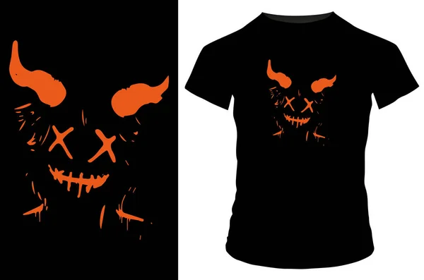 사탄의 웃기는 티셔츠 디자인 성배와 할로윈의 — 스톡 벡터