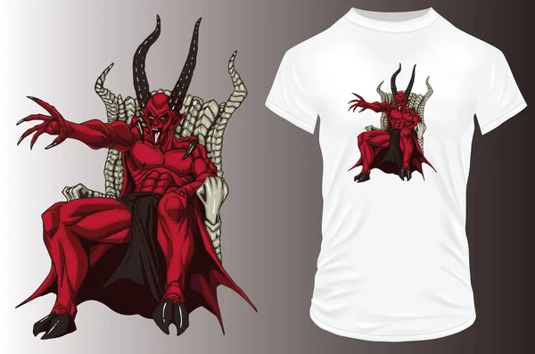 Satanás Cadeira Shirt Design — Vetor de Stock
