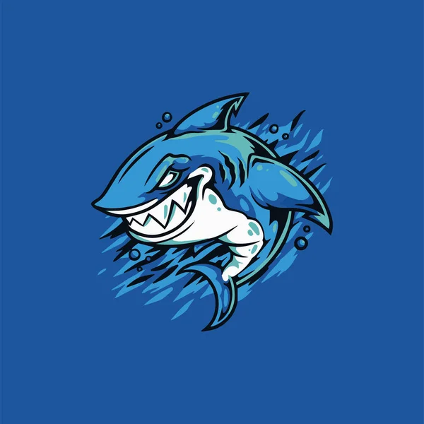 Angry Shark Vector Illustration — Vetor de Stock