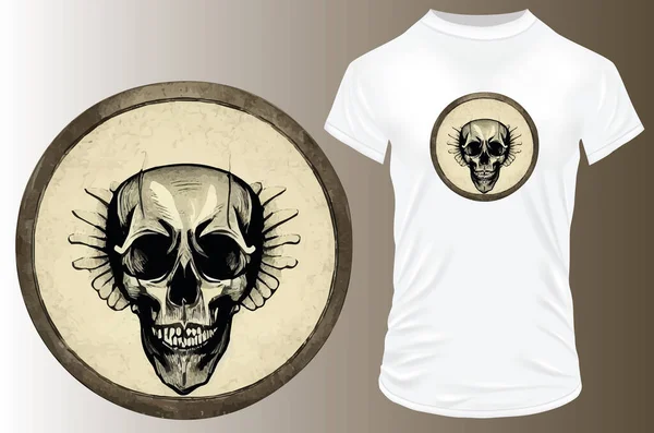 Desenho Shirt Círculo Crânio — Vetor de Stock