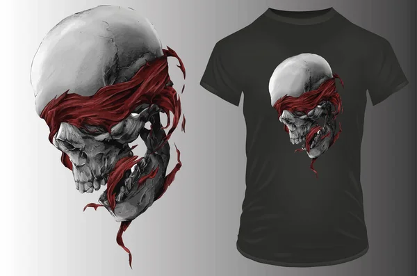 Crânio Ilustração Vetor Camisa — Vetor de Stock
