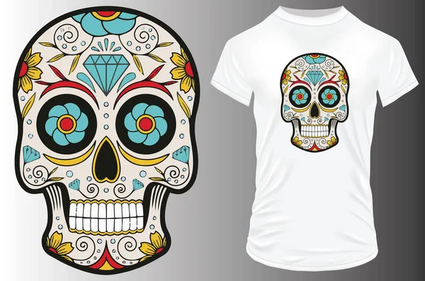Shirt Crâne Design Vecteur — Image vectorielle