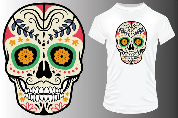 Diseño Camiseta Del Cráneo Vector — Archivo Imágenes Vectoriales