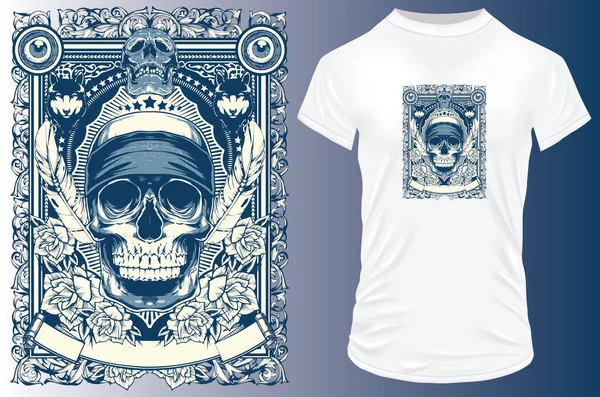 Skull Shirt Template Design — Stock Vector