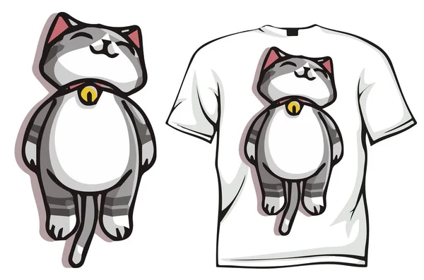 Slapen Kat Shirt Ontwerp — Stockvector