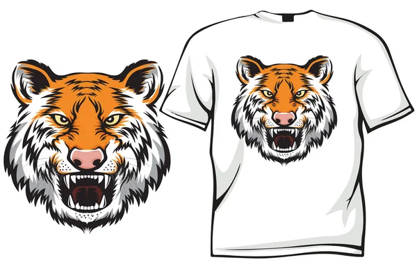 Wild Tijger Shirt Template Vector Illustratie — Stockvector
