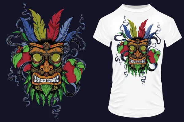 Tribal Masker Shirt Ontwerp Sjabloon — Stockvector