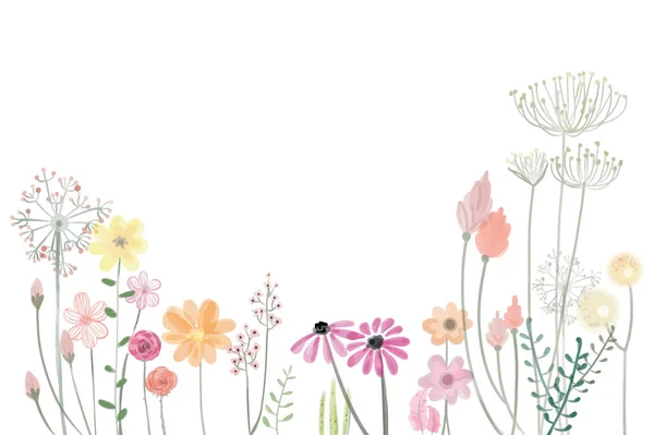 Aquarell Blumenmuster Mit Blumen — Stockvektor