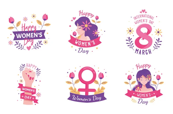 Womens Day Celebration Cards Set — Stock Vector
