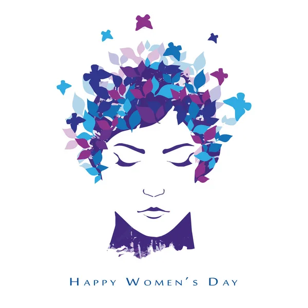 Projeto Feliz Cartão Dia Das Mulheres Com Ilustração Vetor Cara — Vetor de Stock