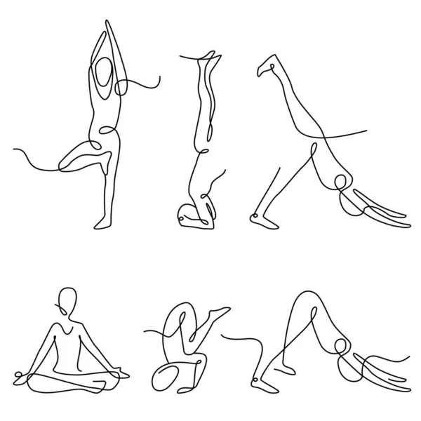Yoga Posen Gesetzt Vektorillustration — Stockvektor