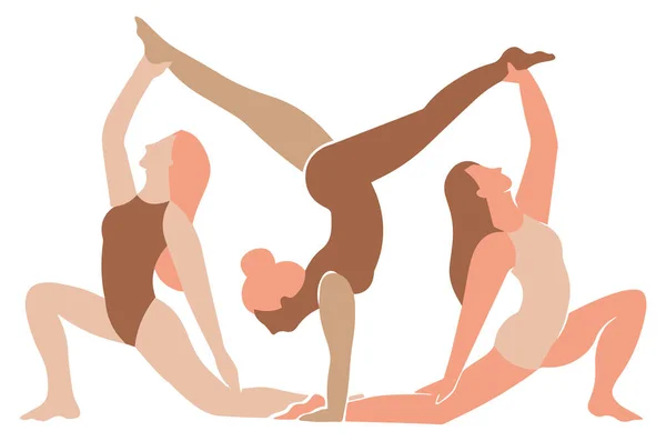 Donne Yoga Illustrazione Vettoriale — Vettoriale Stock