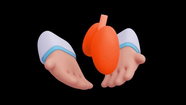 3D医生的手握住悬浮和旋转的肺 对于一个病人 疾病治疗概念 制药和治疗 诊所的咨询 — 图库视频影像