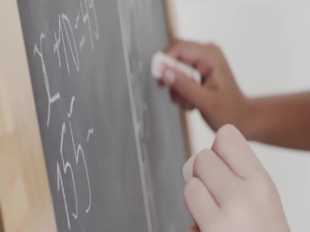Students Writing Maths Equation Function Blackboard School Classroom Students Doing — Stock Video