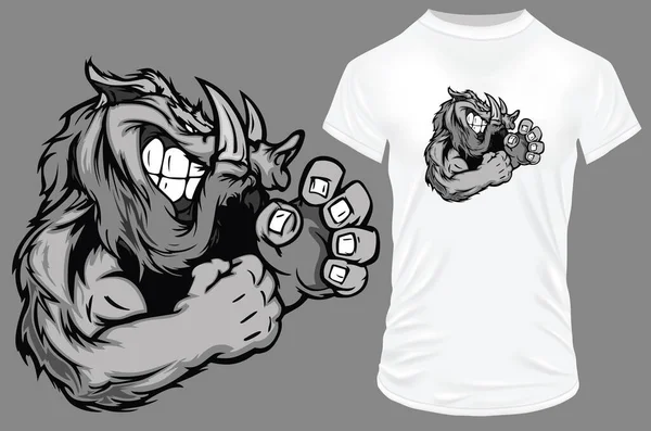 Kızgın Bulldoglu Shirt Tasarımı — Stok Vektör