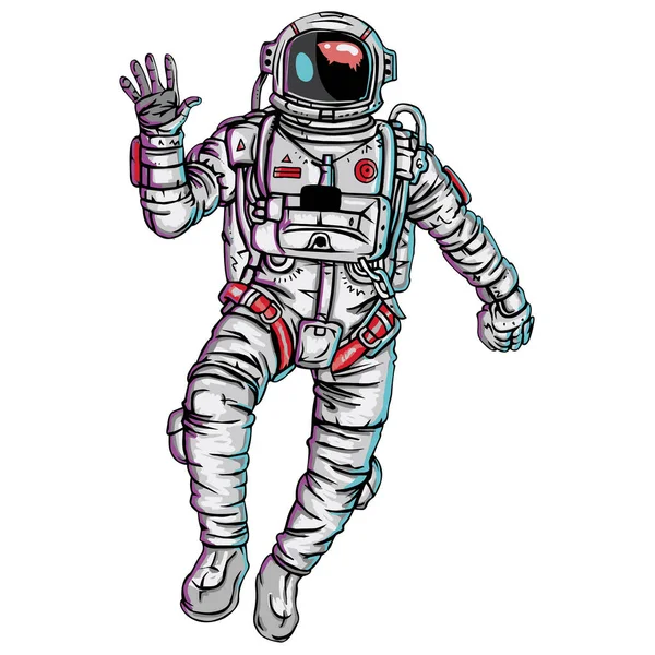 Űrhajós Elszigetelt Fehér — Stock Vector