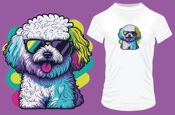 Hond Vector Illustratie Shirt Ontwerp — Stockvector