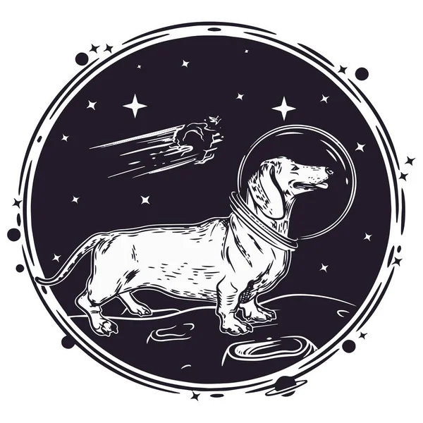 Astronauta Perro Vector Ilustración — Archivo Imágenes Vectoriales