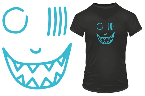 Vektor Shirt Design Mit Gesicht — Stockvektor