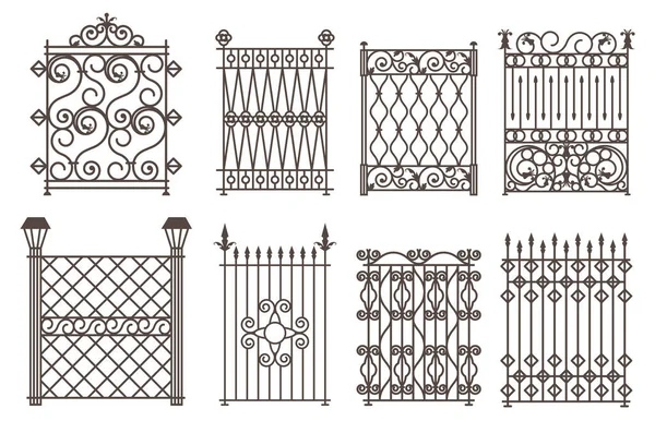 Set Vintage Gates Vector Illustration — Stock Vector