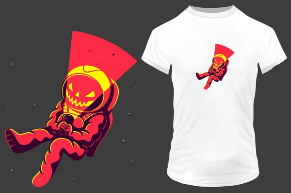 Vetor Design Camisa Com Astronauta Halloween — Vetor de Stock