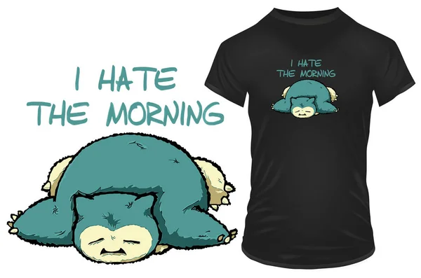 我讨厌早上的T恤设计 — 图库矢量图片