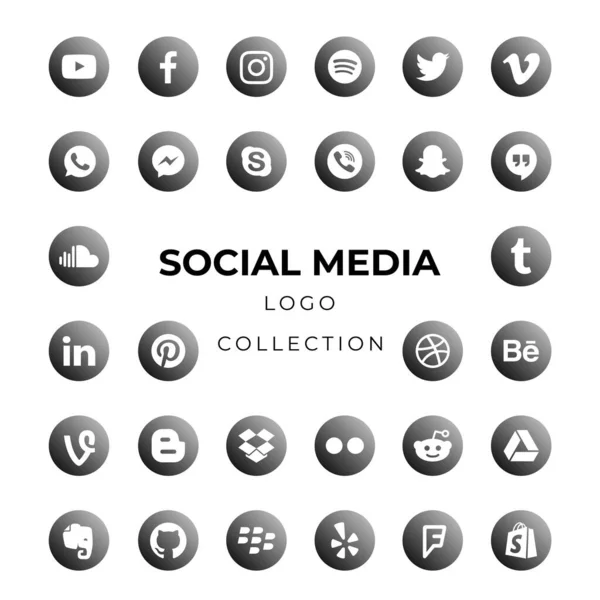 Ensemble Vectoriel Icônes Des Médias Sociaux — Image vectorielle