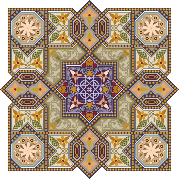 Fliese Quadratisch Mosaik Bunte Muster — Stockvektor