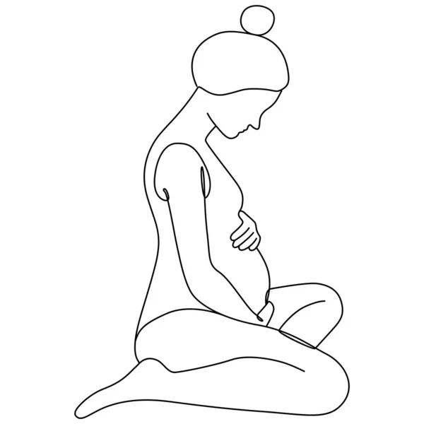 Silueta Vektorové Ilustrace Těhotné Ženy — Stockový vektor