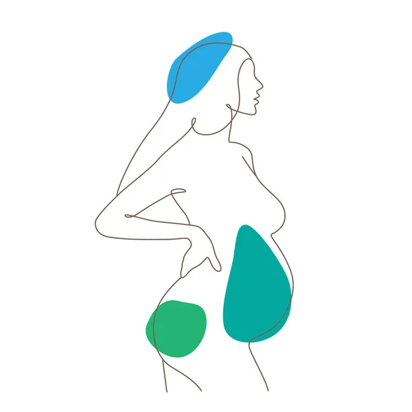 Silhouet Van Zwangere Vrouw Vector Illustratie — Stockvector