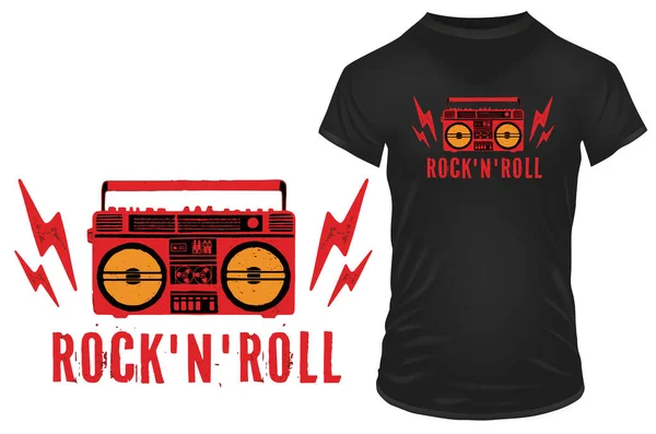 Shirt Rock Roll Tape — Stock Vector