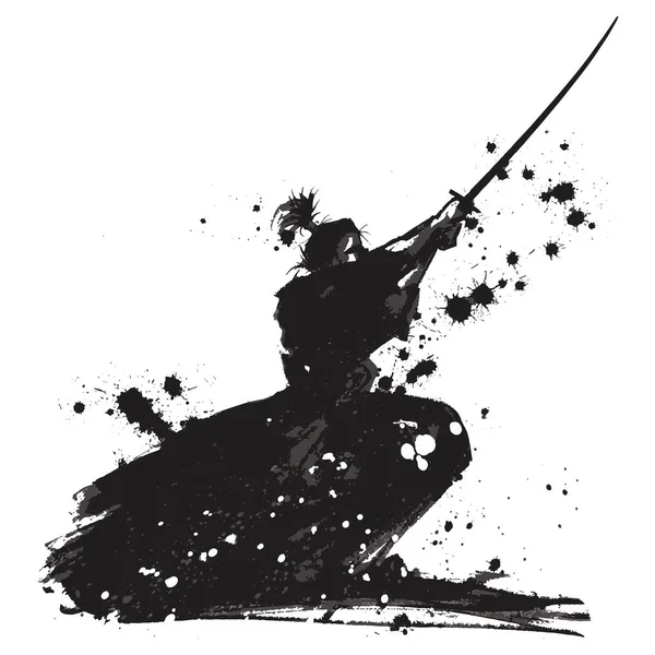 Vector Silhouette Samurai — Stock Vector