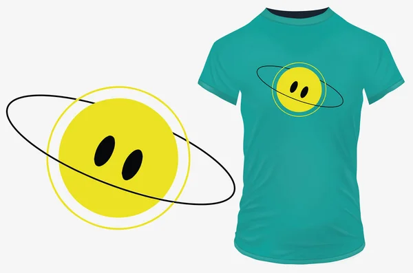 Criativo Abstrato Design Camisa Smiley Saturna — Vetor de Stock