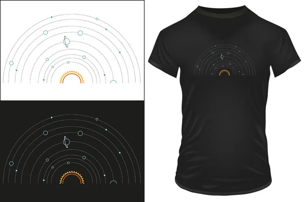 带有T恤衫设计太阳系的抽象背景 — 图库矢量图片