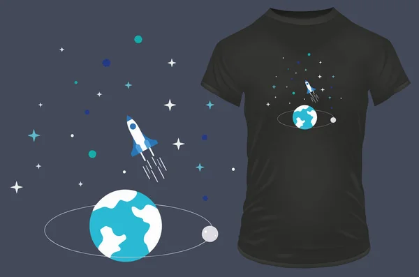 Espacio Camiseta Diseño — Vector de stock