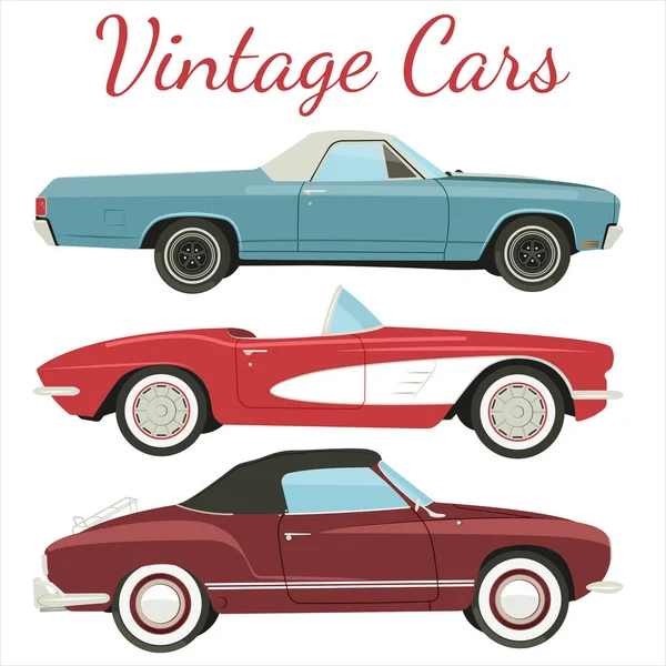 Vintage Cars Vector Illustration — Image vectorielle