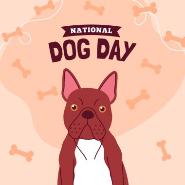 Happy International Dog Day, 26th August. Greeting card vector design. Cute dog in vintage cartoon style. Vector illustration.