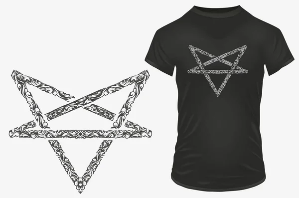 Silhueta Signo Estrela Étnica Baphomet Ilustração Vetorial Para Shirt Capuz — Vetor de Stock