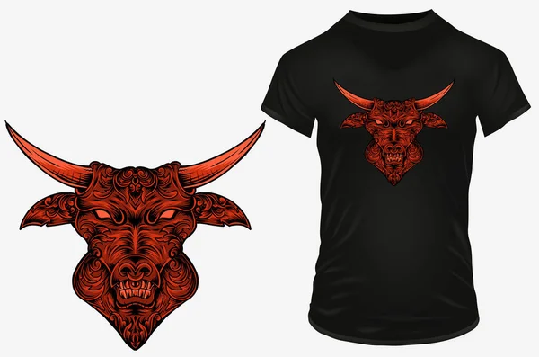 Baphomet Devil Skull Red Sketch Vector Illustration Shirt Hoodie Website — Vetor de Stock