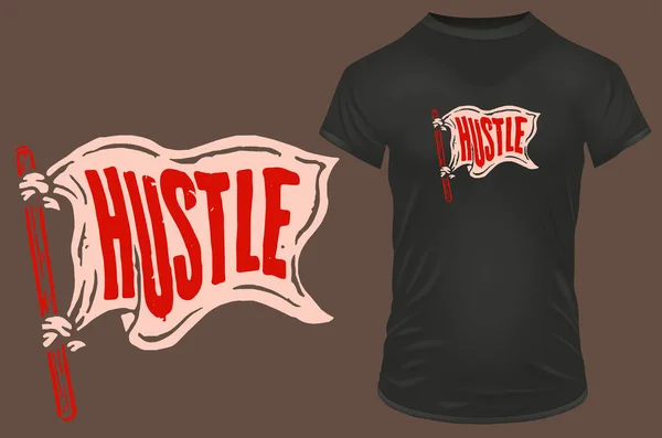 Hustle Flag Cartoon Style Vector Illustration Shirt Website Print Clip — Vector de stock