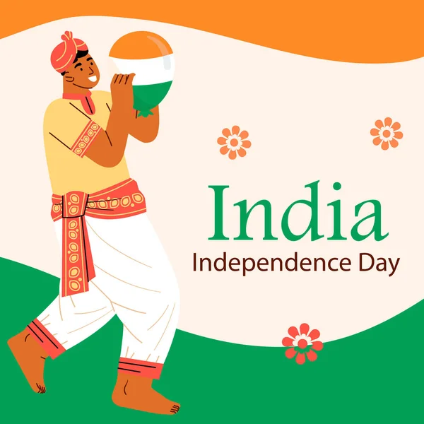 Happy Independence Day India Vector Template Design 15Th August Background — Vector de stock