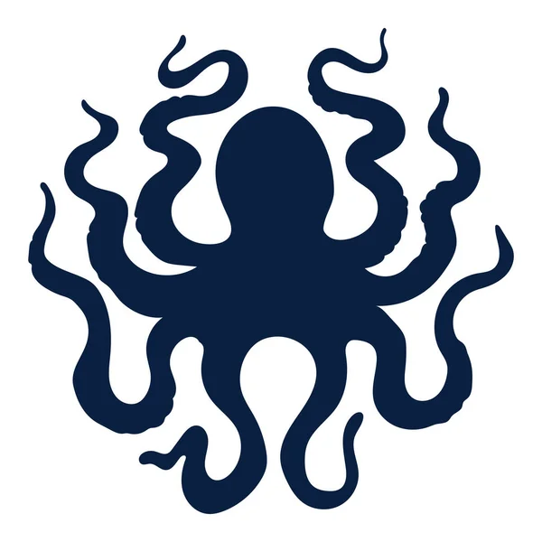 Octopus Logo Isolated Silhouette Octopus White Background — 图库矢量图片