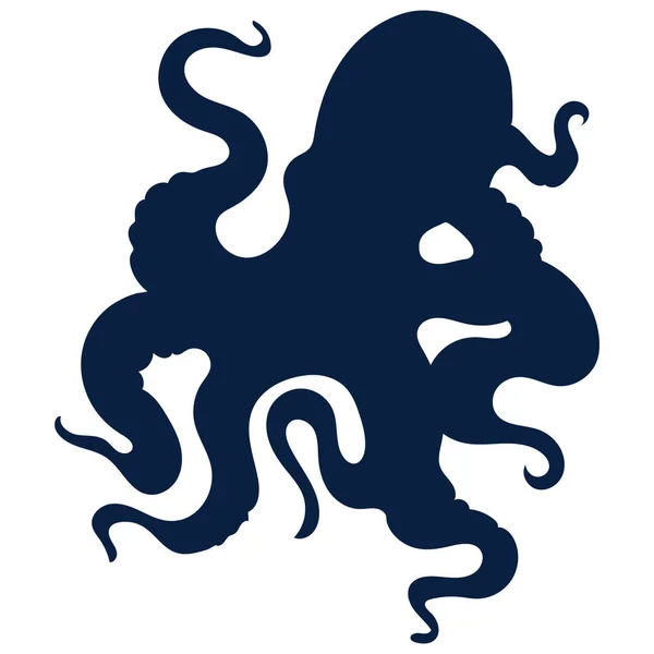 Octopus Logo Isolated Silhouette Octopus White Background — стоковый вектор