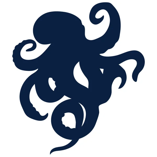 Octopus Logo Isolated Silhouette Octopus White Background — стоковый вектор