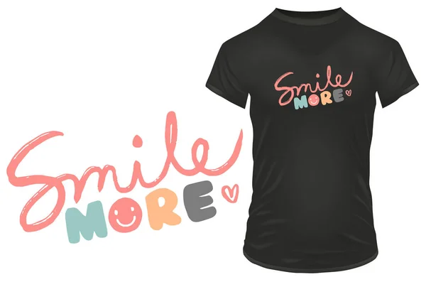 Smile More Watercolor Brush Stroke Cute Colorful Inspirational Motivational Quote — Vector de stock