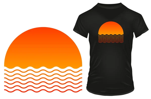 stock vector Minimal silhouette of a sunset. Vector illustration for t-shirt, hoodie, website, print, application, logo, clip art, poster and print on demand merchandise.