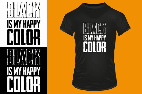 Nero Mio Colore Felice Silhouette Una Citazione Illustrazione Vettoriale Tshirt — Vettoriale Stock