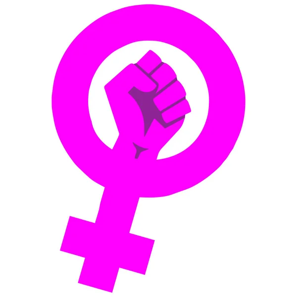 Feminism Symbol Fist Protest Revolution Feminists Fight Vector Cartoon Flat — Stock Vector