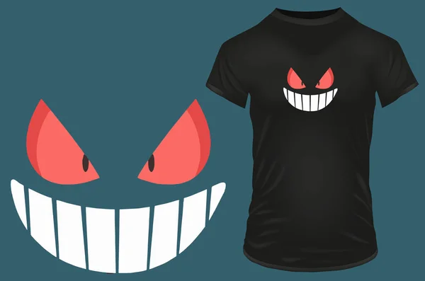 Διαβολικό Χαμόγελο Εικονογράφηση Διάνυσμα Για Tshirt Hoodie Ιστοσελίδα Εκτύπωση Εφαρμογή — Διανυσματικό Αρχείο