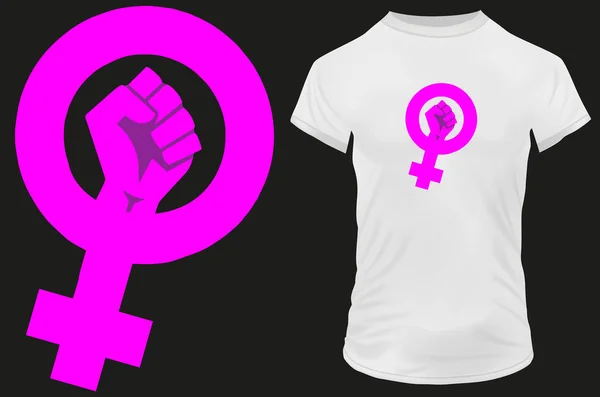 Symbol Pięść Feminizmu Protest Rewolucja Walka Feministek Płaskie Dłonie Wektorowe — Wektor stockowy